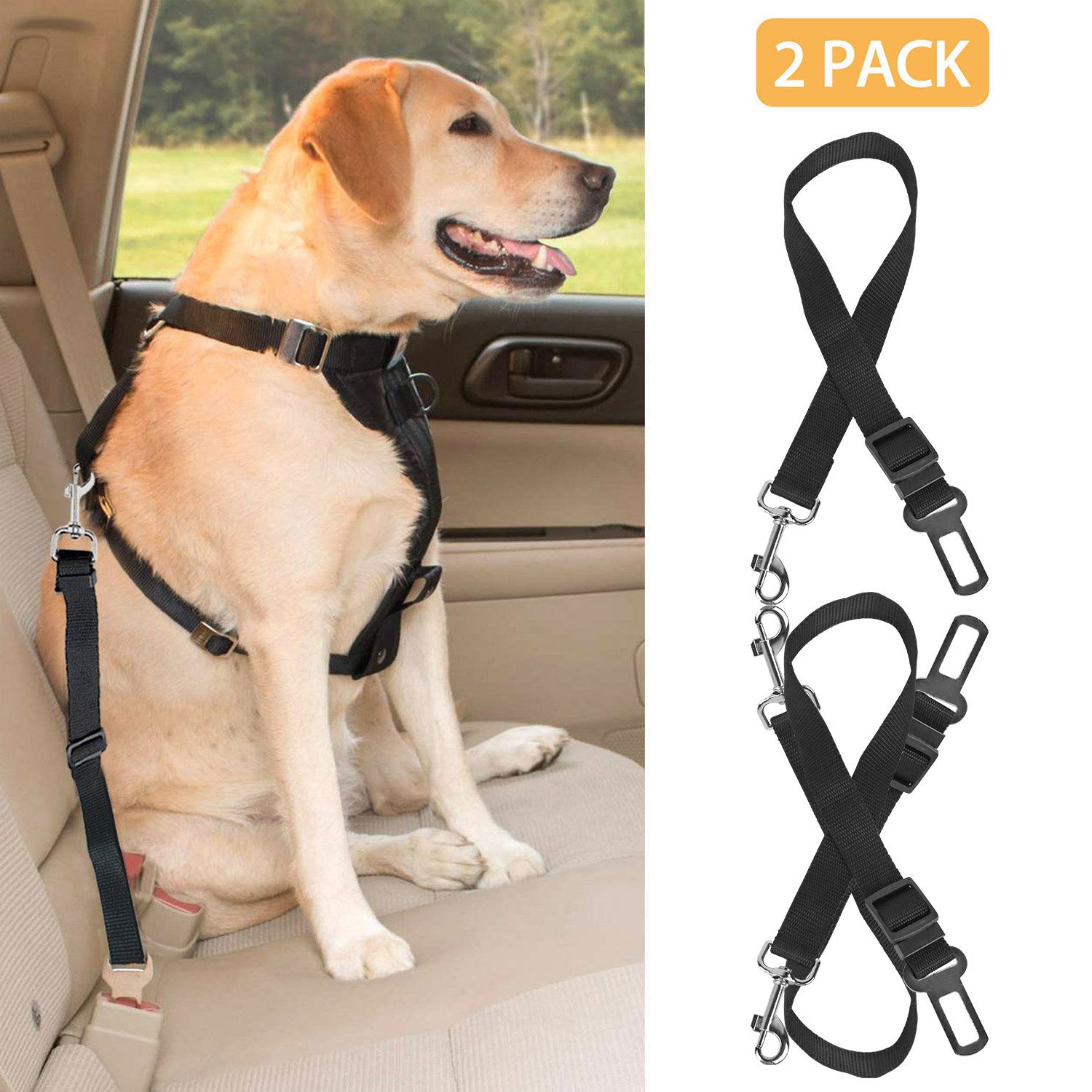 2Pcs Pet Dog Seat Belt Leash Adjustable Pet Dog Cat Safety Harness