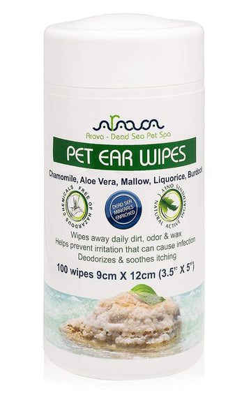 Ear Cleaner Wipes for Dogs Cats Puppies Kittens 100 Count Natural Medicated Cleansing Deodorizer Removes Dirt Wax