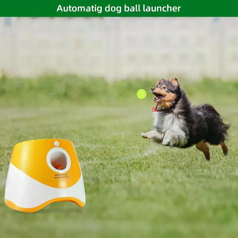 Ball Launcher for Dogs, Automatic Dog Ball Launcher with 12 Tennis Ball, Interactive Dog Toys Pet Ball Indoor Outdoor Thrower