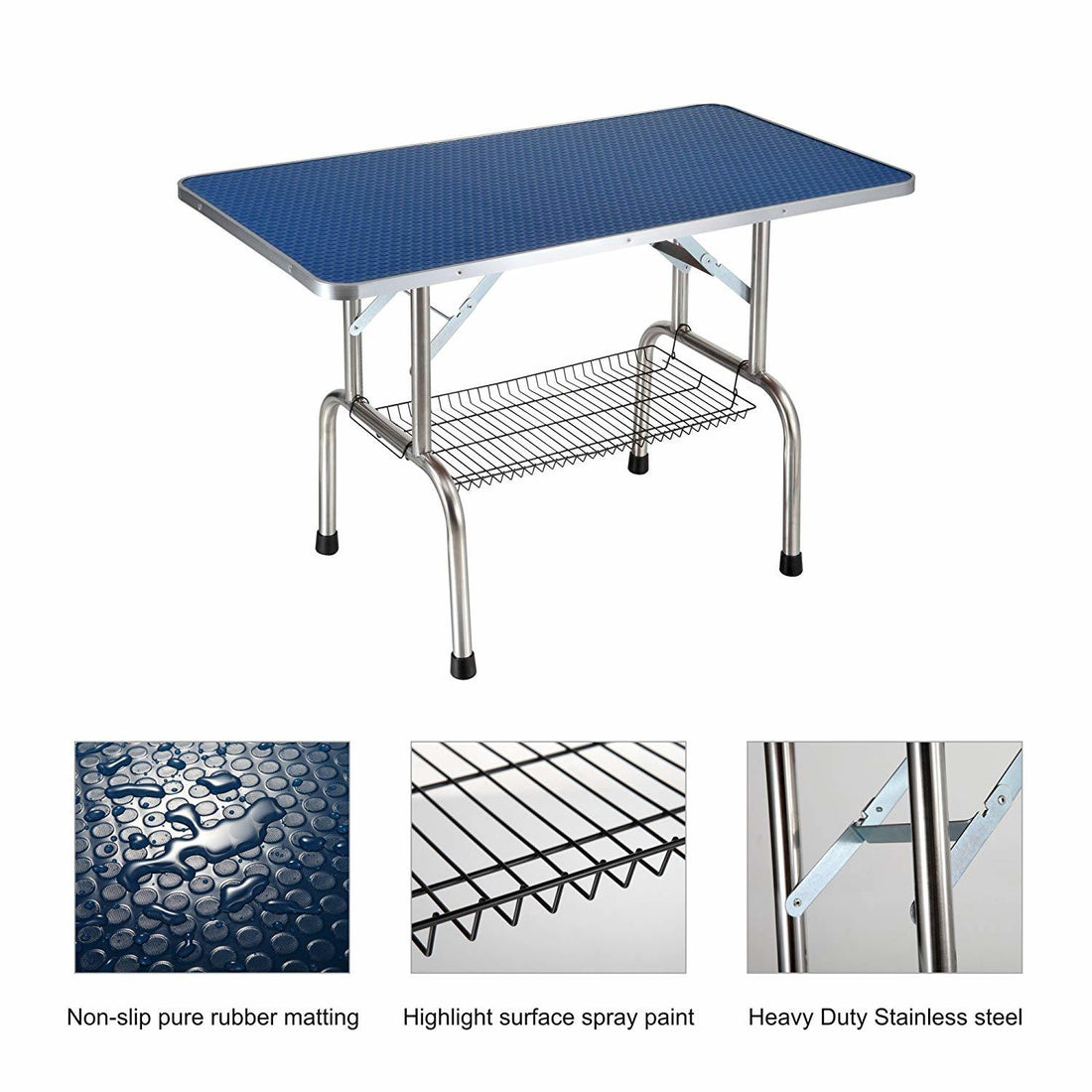 Large Grooming Table for Pet Dog and Cat with Adjustable Arm and Clamps Large Heavy Duty Animal grooming table, 42''/Blue