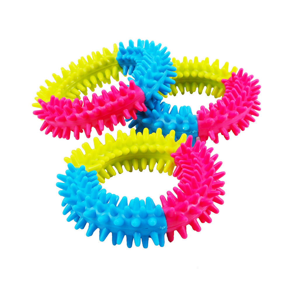 Pet toys tri-color rubber prickly ring dog molars bite-resistant toys dog toy