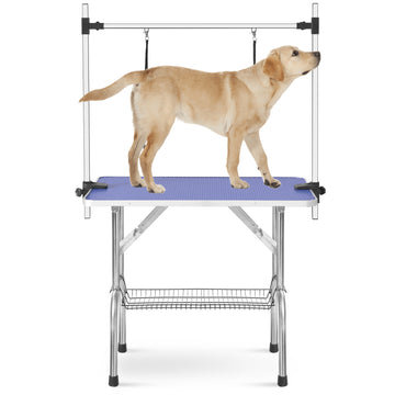 Large Grooming Table for Pet Dog and Cat with Adjustable Arm and Clamps Large Heavy Duty Animal grooming table, 42''/Blue